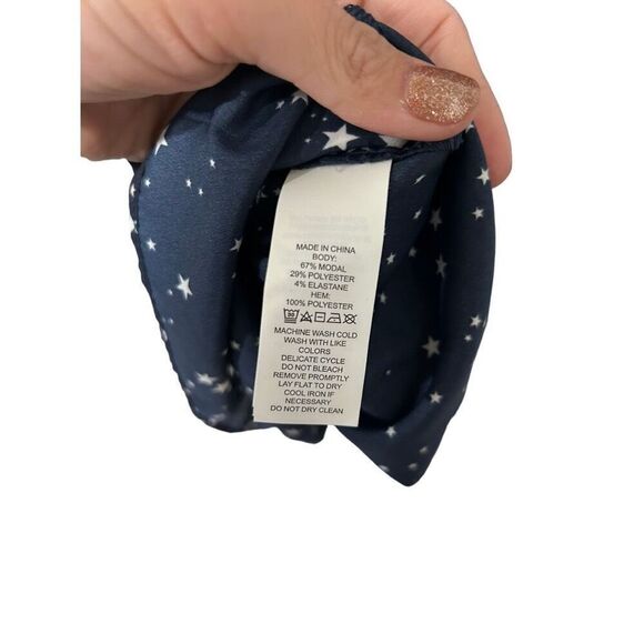 Kate Spade Broome Street Star Print Short Sleeve Peplum Top Blouse Blue 2XS - Picture 5 of 10